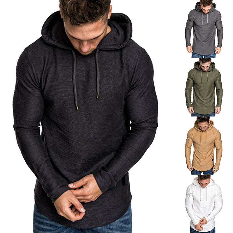 Men's Casual Hoodie Sweatshirt: Slim-Fit Long Sleeve Gym Top