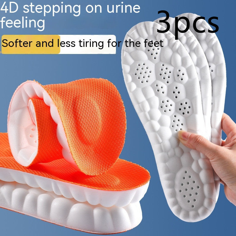 Elevate Your Comfort 4D Cloud Technology PU Massage Instep Insoles with High Elastic Shock Absorption