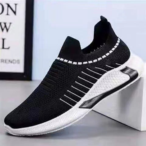 Striped Mesh Slip On Sneakers for Men Casual Lightweight and Breathable for Outdoor Sports