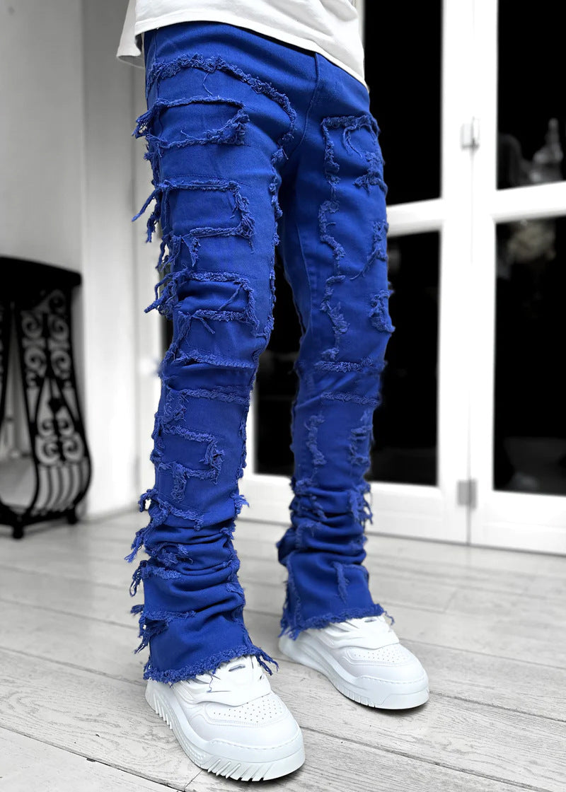 Stacked Jeans for Men: Unique Individual Patched Pants with a Contemporary Twis