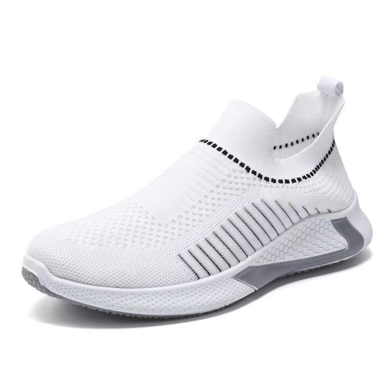 Striped Mesh Slip On Sneakers for Men Casual Lightweight and Breathable for Outdoor Sports