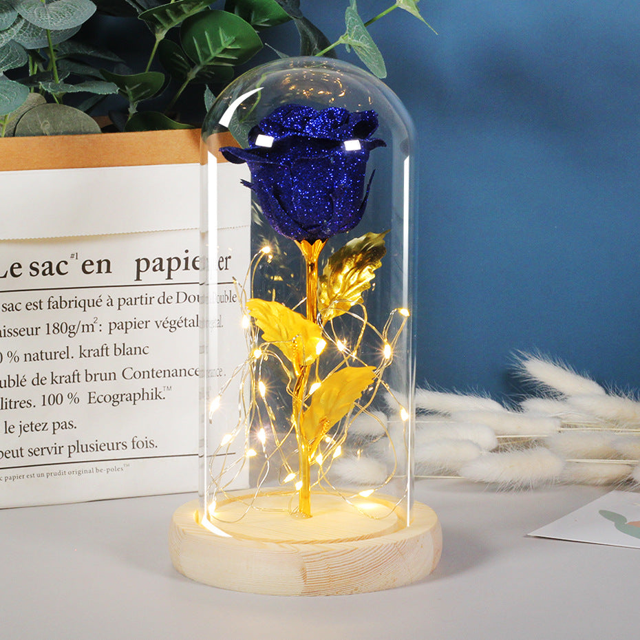 Eternal Rose with LED Light in Glass - Romantic Gift