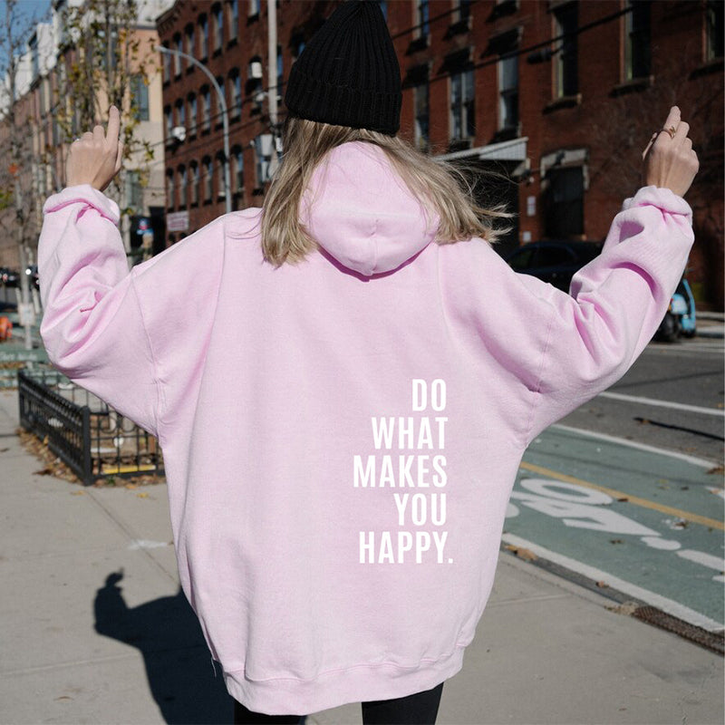 Women's Loose Sport Hoodie with Inspirational Print: Comfortable Workout Wear