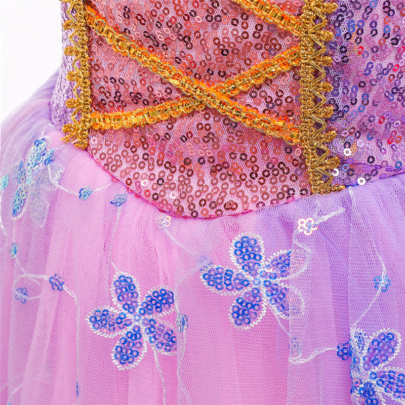 Rapunzel Princess Purple Puff Sleeve Performance Dress