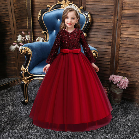 Sparkling Elegance Girls Fashion Cotton Sequin Dress for Stylish Kids