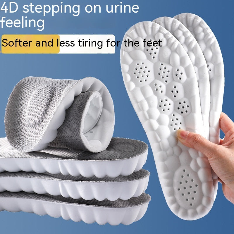 Elevate Your Comfort 4D Cloud Technology PU Massage Instep Insoles with High Elastic Shock Absorption