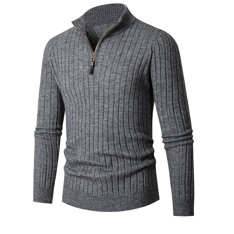 Men's Half-Turtleneck Zip-Up Sweater: Breathable & Lightweight