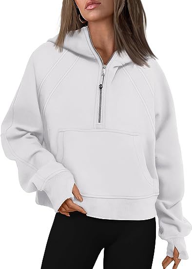 Women's Zipper Hoodies with Pocket: Loose Sporty Pullover Sweaters for Fall and Winte