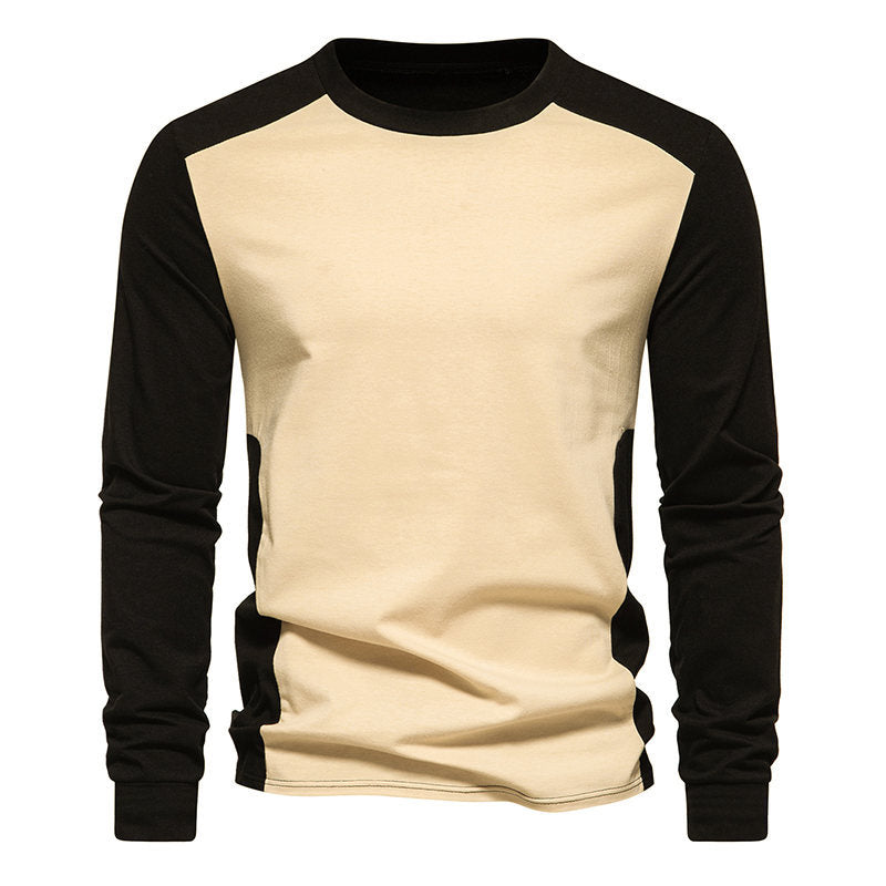 Men's Matching Color Long Sleeve T-Shirt for Autumn and Winter