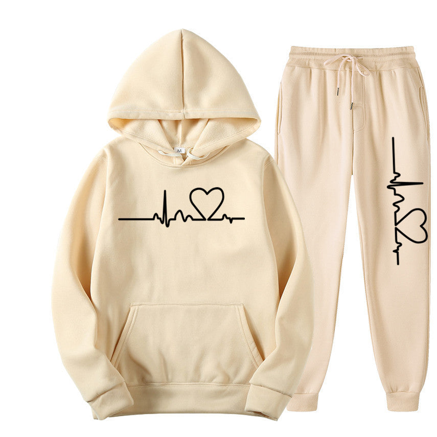 Heart Figure Hoodie Sweater Suit: Fleece-Lined for Autumn and Winter (Unisex)