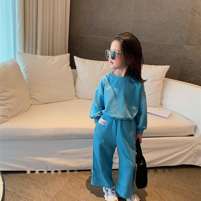 Springtime Chic Western Inspired Loose Sports Suit for Girls with a Korean Twist