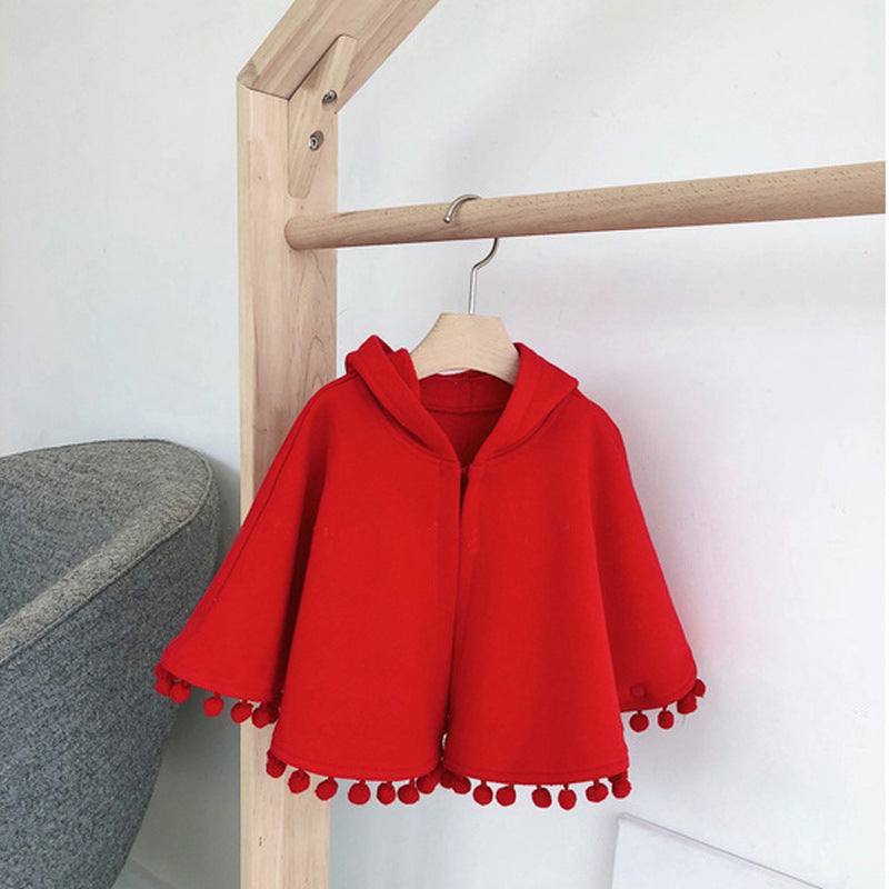 Elevate Their Style Children Fashion Solid Color Cape Cloak Coat Adding a Touch of Sophistication to Their Wardrobe