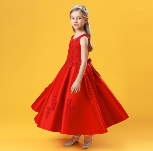 Harmonious Elegance Fashion Children Long Summer Piano Performance Costume Dress