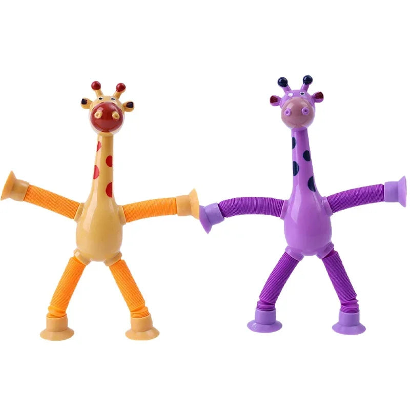 Suction Cup Toys Kids Giraffe Pop Tube Sensory Playing Early Education Stress Relief Squeeze Fidget Games