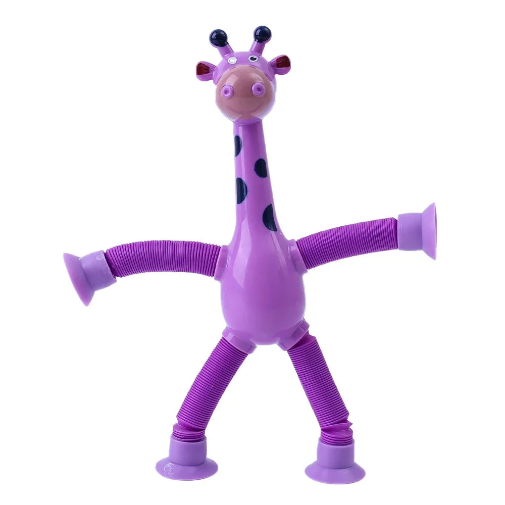 Suction Cup Toys Kids Giraffe Pop Tube Sensory Playing Early Education Stress Relief Squeeze Fidget Games