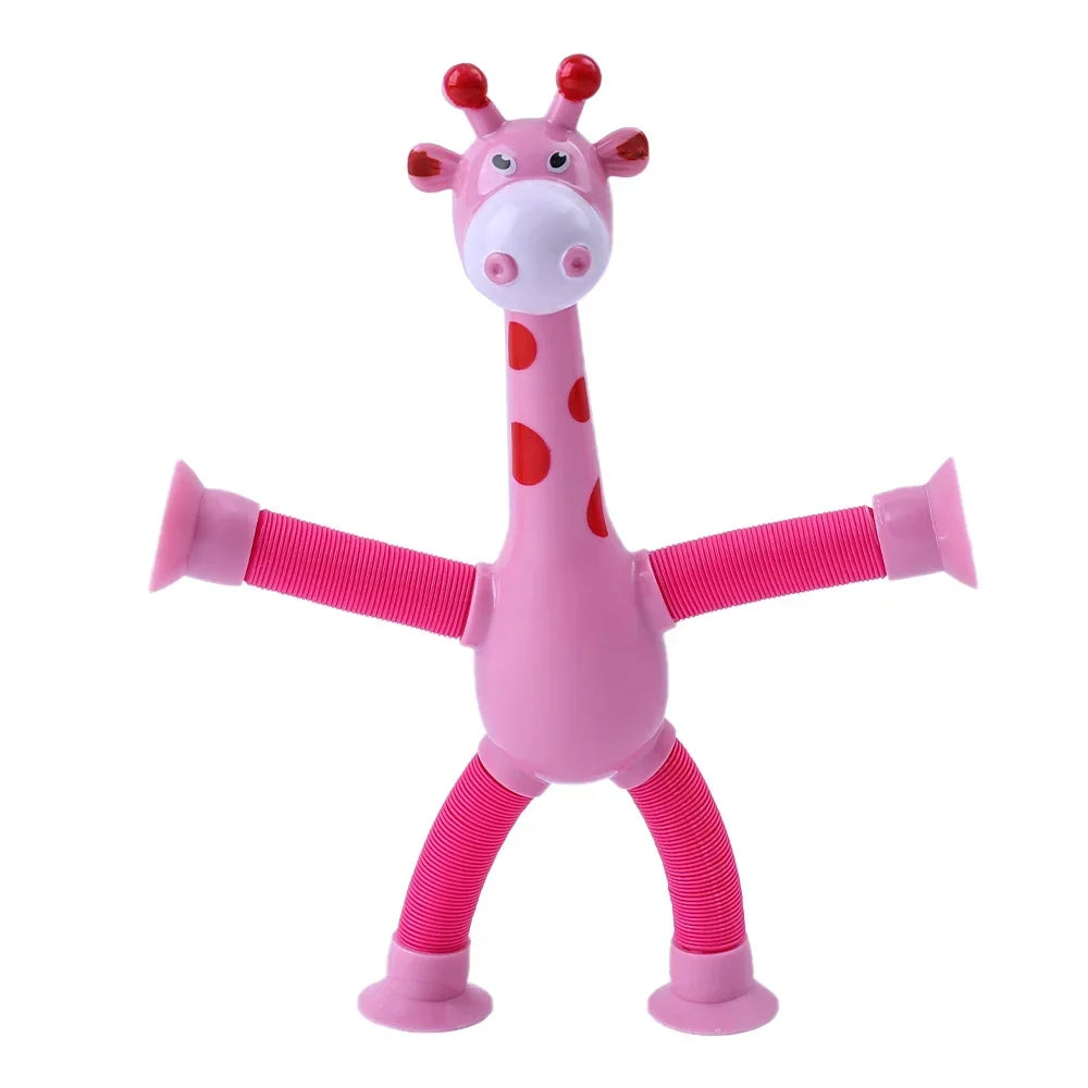 Suction Cup Toys Kids Giraffe Pop Tube Sensory Playing Early Education Stress Relief Squeeze Fidget Games