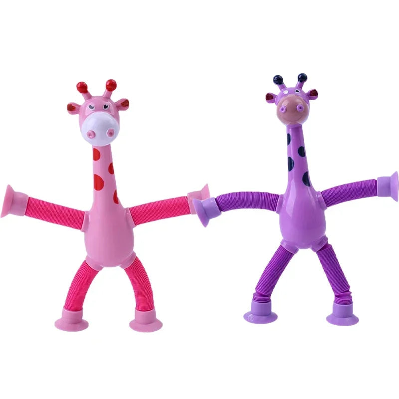 Suction Cup Toys Kids Giraffe Pop Tube Sensory Playing Early Education Stress Relief Squeeze Fidget Games