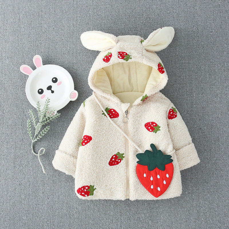 Sweet and Stylish Delicious Strawberry Hooded Coat for Little Fashionistas