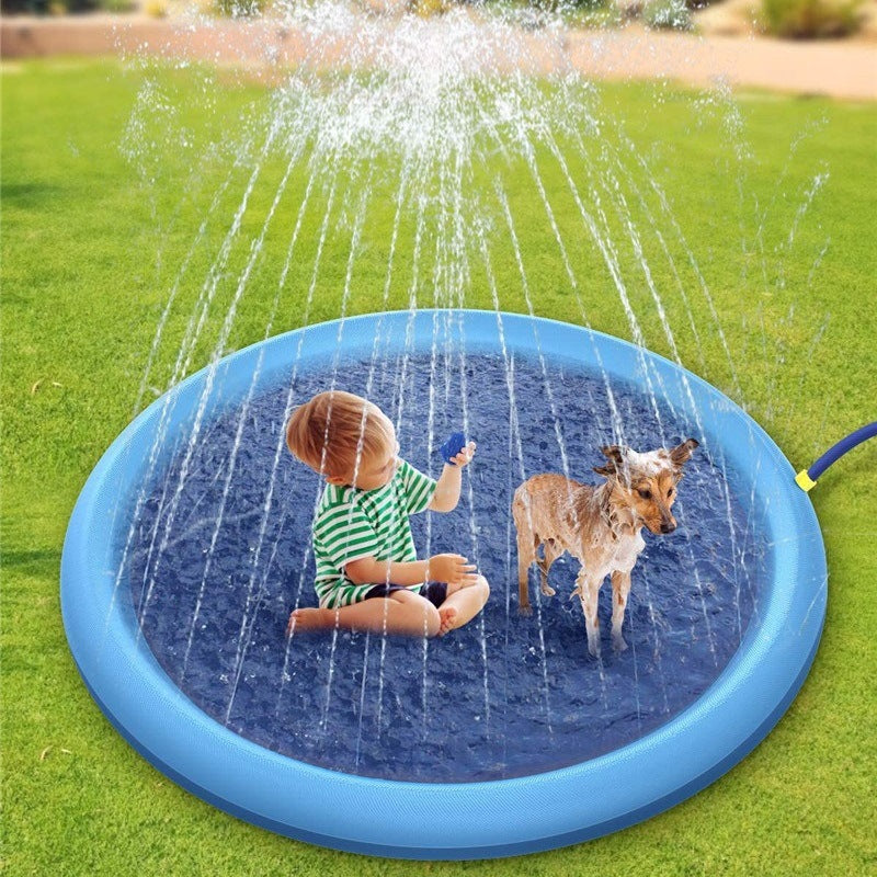 Splash Pad Fun Non Slip Outdoor Water Play Mat for Kids and Pet Dogs Perfect for Summer Backyard Fun