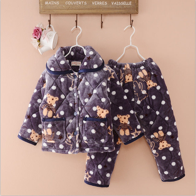 Cotton Children Flannel Pajamas Baby Suit Set Keep Your Baby Warm and Stylish During Chilly Winter Nights