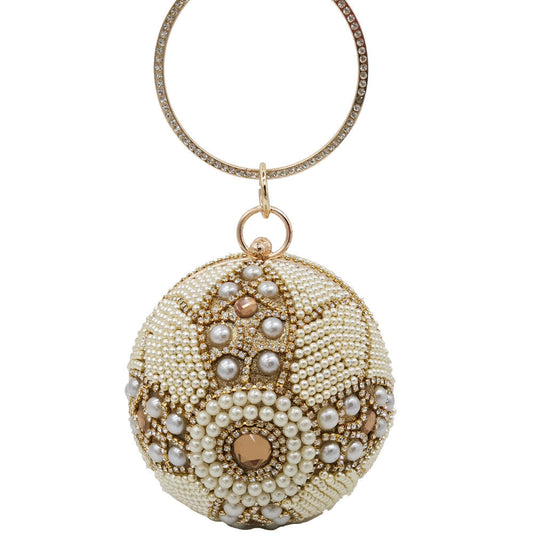 Diamond Pearl Elegance Plastic Round Pearl and Diamond Handbag