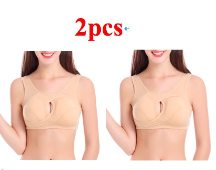 Supportive Comfort Cotton Anti Expansion Anti Sag Sports Bra with Gathering Adjustment for Active Wear