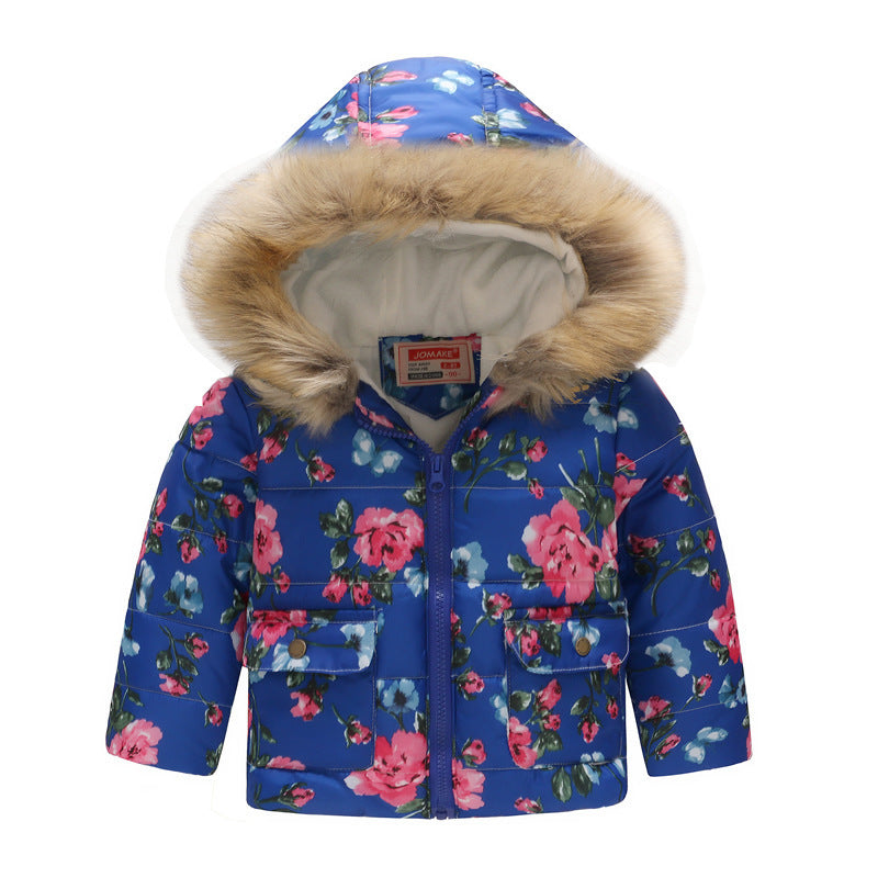 Printed hooded padded children's coat