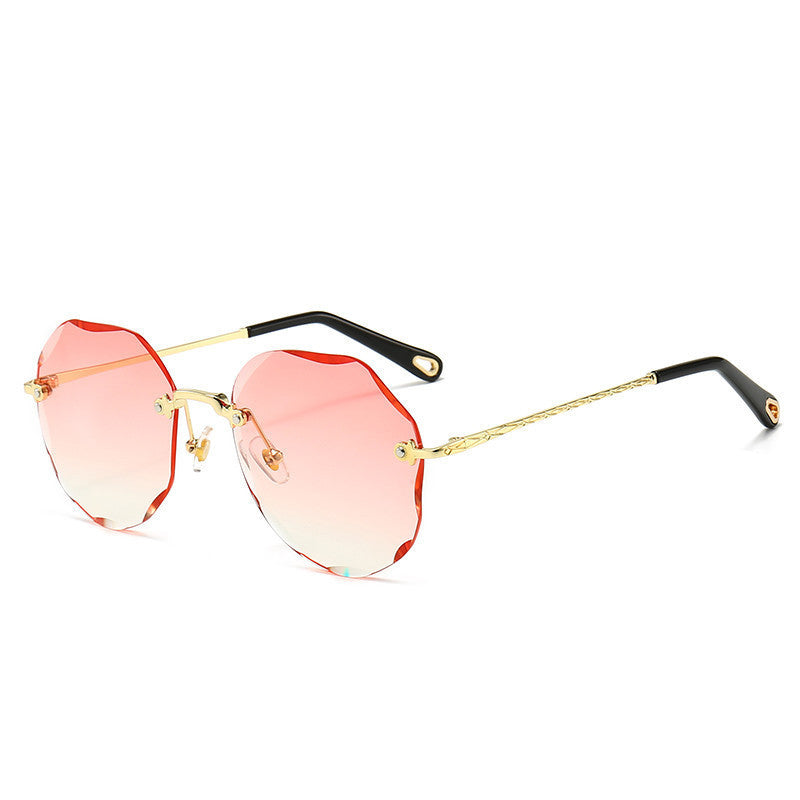 Chic Geometry Polygonal Rimless Trimmed Sunglasses for Women Fashion Forward Look