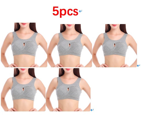 Supportive Comfort Cotton Anti Expansion Anti Sag Sports Bra with Gathering Adjustment for Active Wear