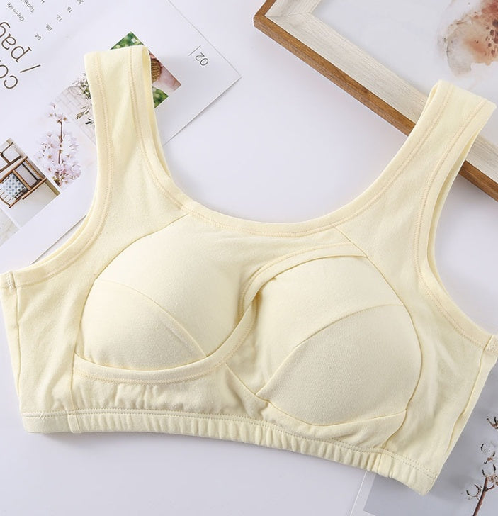 Supportive Comfort Cotton Anti Expansion Anti Sag Sports Bra with Gathering Adjustment for Active Wear