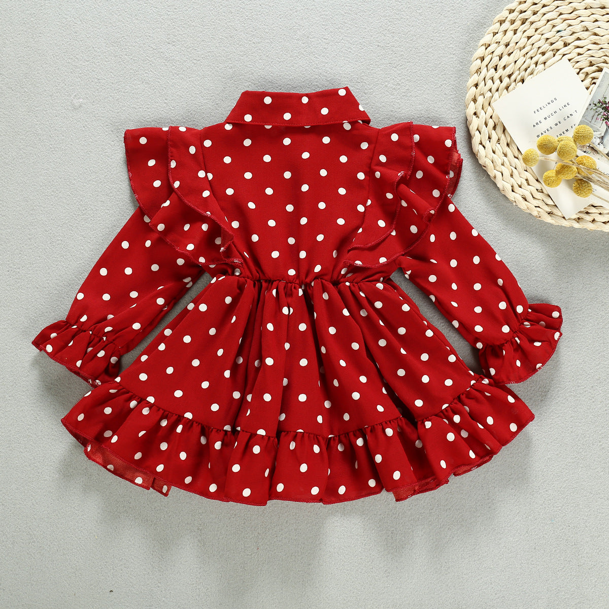 Princess Perfection New Western Style Polka Dot Long Sleeved Chiffon Dress for Girls