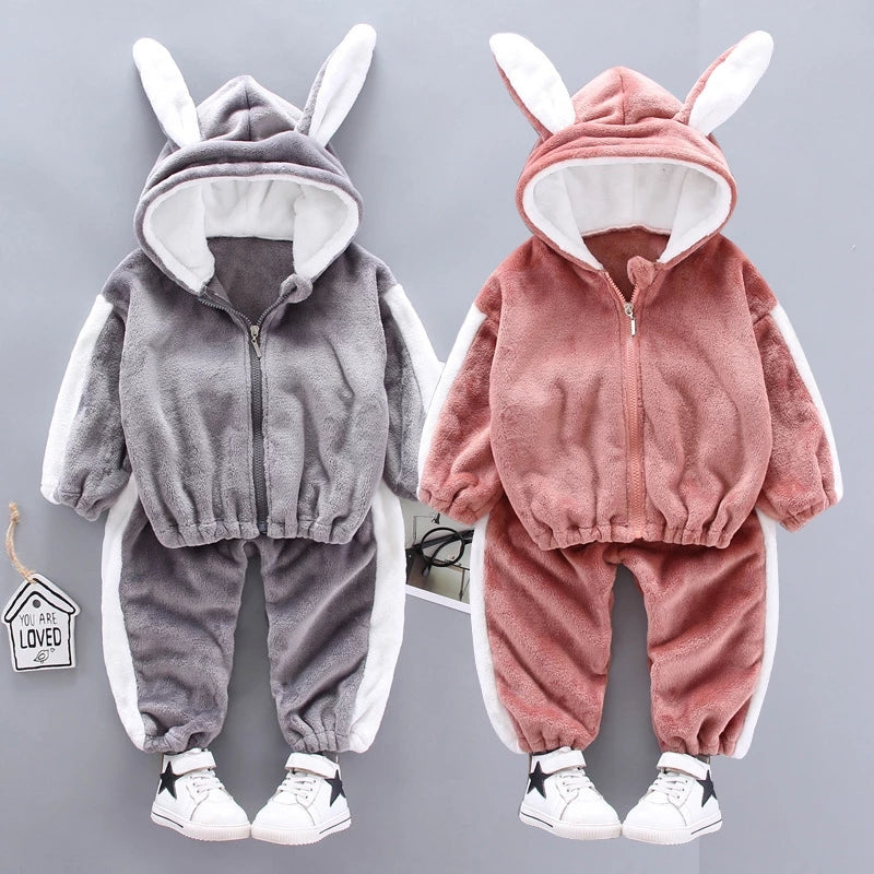 Cozy Flannel Zipper Suit for Autumn and Winter Perfect for Children