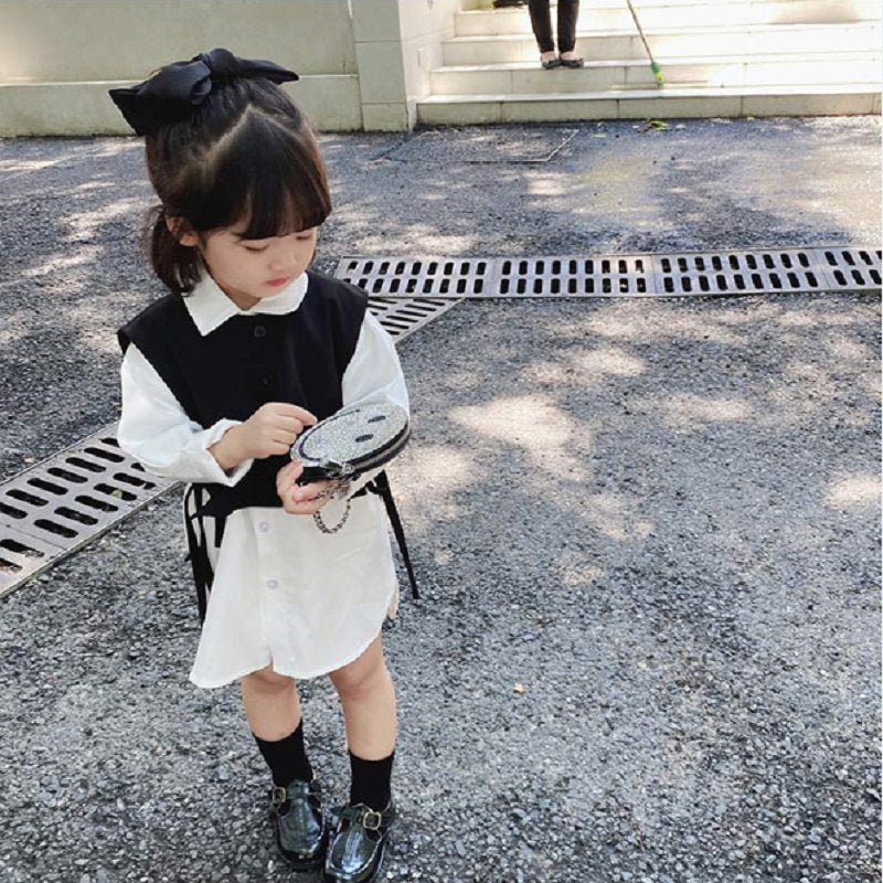 Timeless Sophistication Girls Suit Vest Long Shirt and Skirt Ensemble for Effortless Elegance