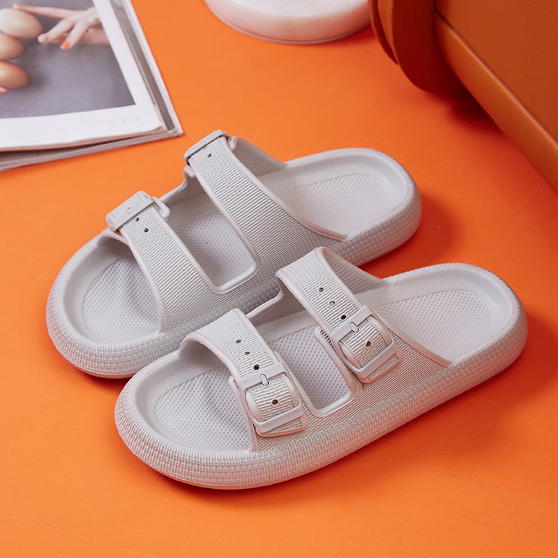 Summer Chic Women Platform Buckle Slippers for Fashionable Home and Outdoor Comfort