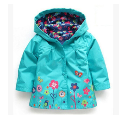 Chic Rain Protection Girls Cute Flowers Hooded Jacket A Stylish Choice for Children