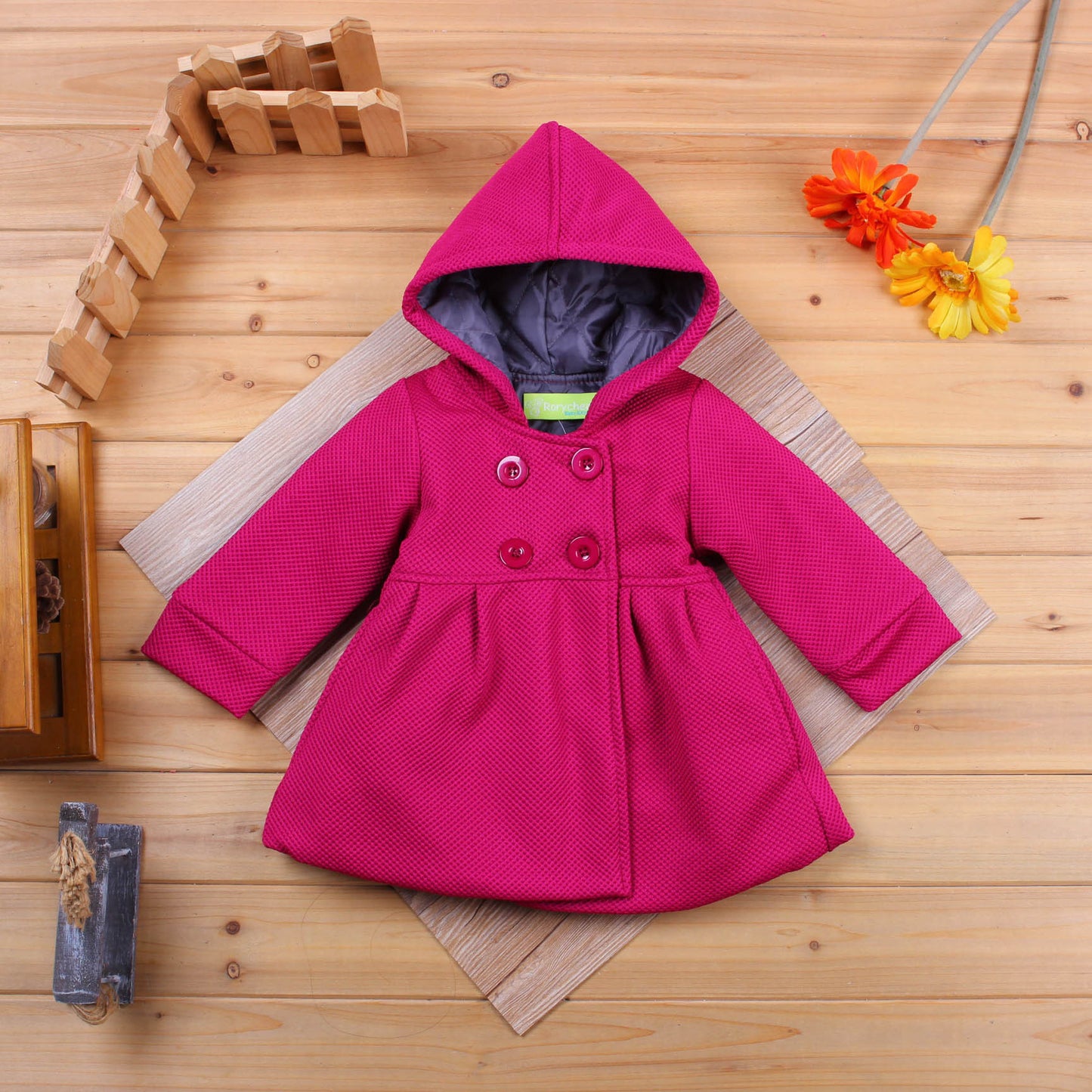 Cozy Chic Kiethleen Winter Coat Korean Style Warm Hooded Jacket in 3 Fashionable Colors for Little Girls