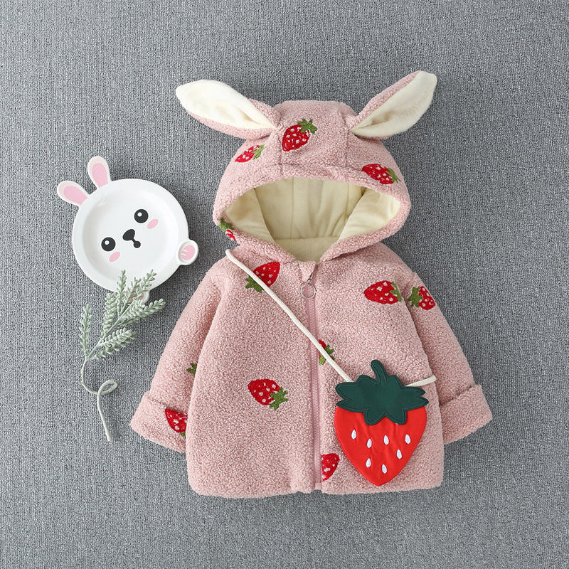 Sweet and Stylish Delicious Strawberry Hooded Coat for Little Fashionistas