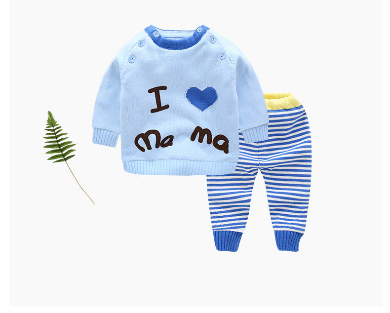 Cozy Chic New Baby Sweater Suit with Thick Jacket and Stylish Thick Line Design