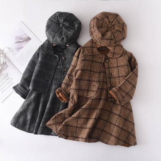 Three-piece Suit Of Woolen New Vest Skirt Coat Beret