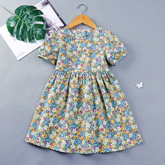 Girls Dress Summer Cotton Princess Dress Baby Children Floral Skirt