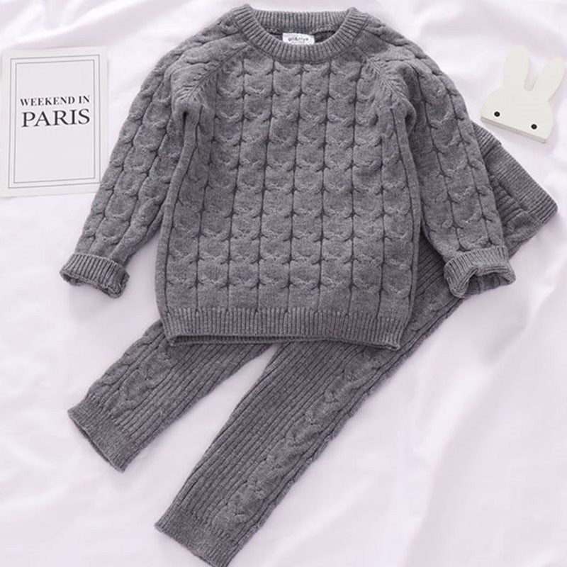 Warm and Cozy Kids Knit Sweaters with Winter Pants for Baby Boys and Girls