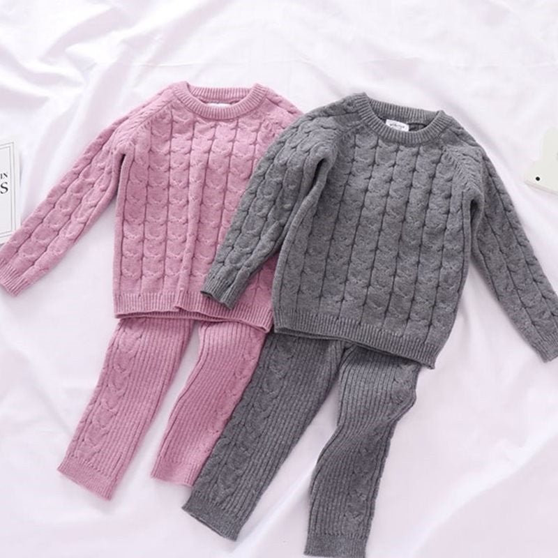 Warm and Cozy Kids Knit Sweaters with Winter Pants for Baby Boys and Girls