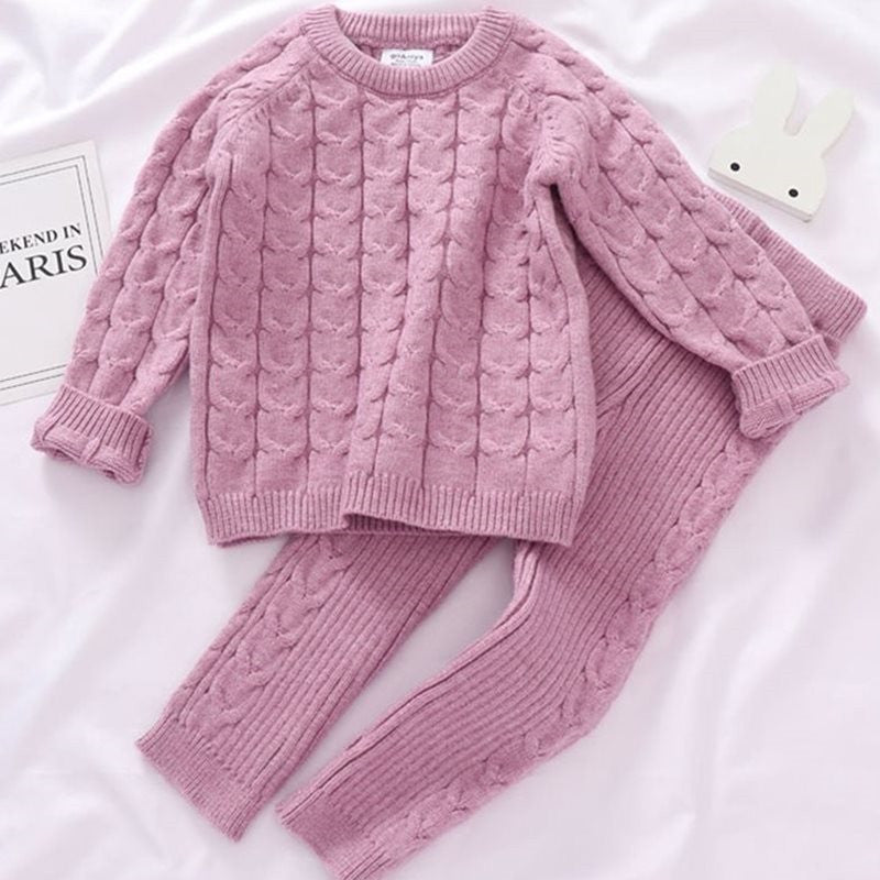 Warm and Cozy Kids Knit Sweaters with Winter Pants for Baby Boys and Girls