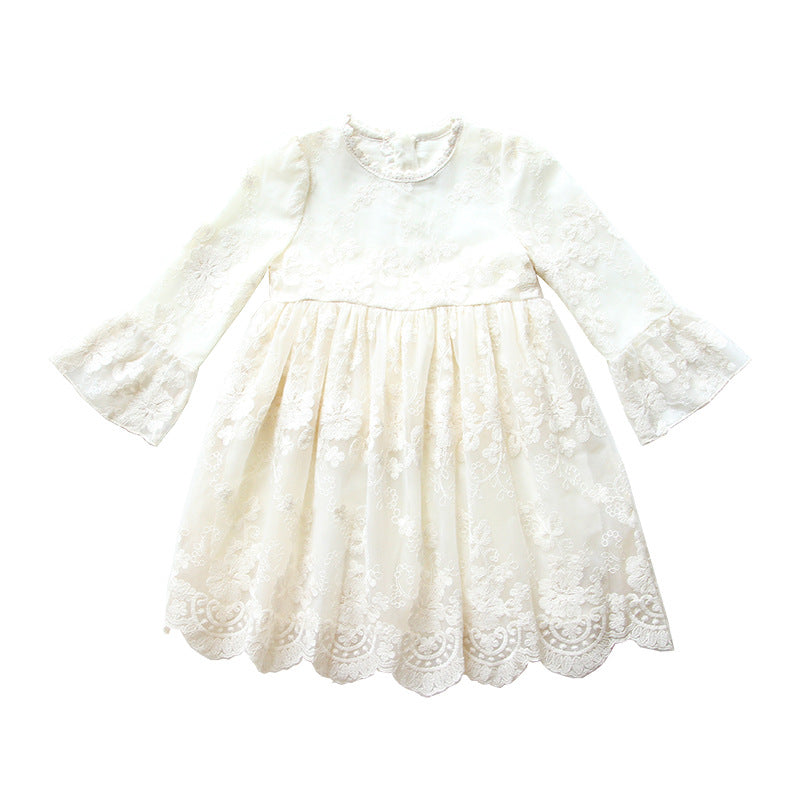 Springtime Elegance Short Sleeve Lace Princess Dress for Children Adding a Touch of Royal Charm to Spring and Autumn Occasions