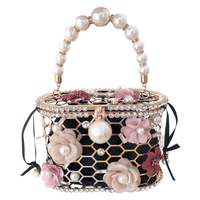 Pearl Blossom Exquisite Flower Handbag with Delicate Pearls