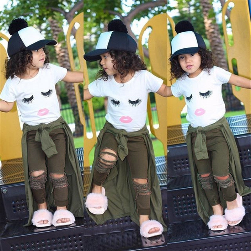 Trendy Comfort Pudcoco Girl Set 6M 4Y Eyelash Tops T shirt with Pants Leggings Outfits for Stylish Kid Baby Girls