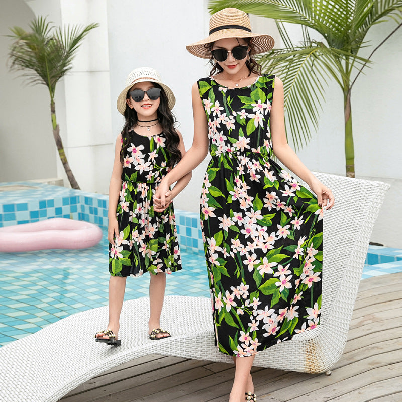 Sun Kissed Memories Mother and Daughter Vacation Beach Vest Long Skirt Set for Stylish Escapes