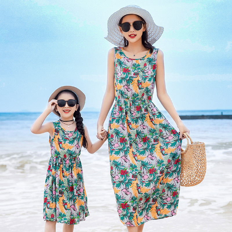 Sun Kissed Memories Mother and Daughter Vacation Beach Vest Long Skirt Set for Stylish Escapes