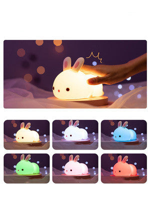 Magical New Year Gift Rabbit Silicone Lamp with Pat Feeding Creative Night Light Design Ideal for Children Toys