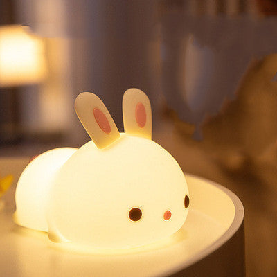 Magical New Year Gift Rabbit Silicone Lamp with Pat Feeding Creative Night Light Design Ideal for Children Toys